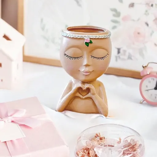 Adorable Ceramic Girl Makeup Brush Holder