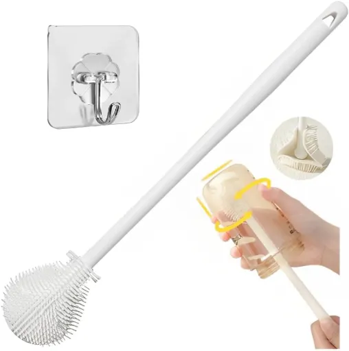 Long Handle Bottle & Glass Cleaning Brush with Suction Hook